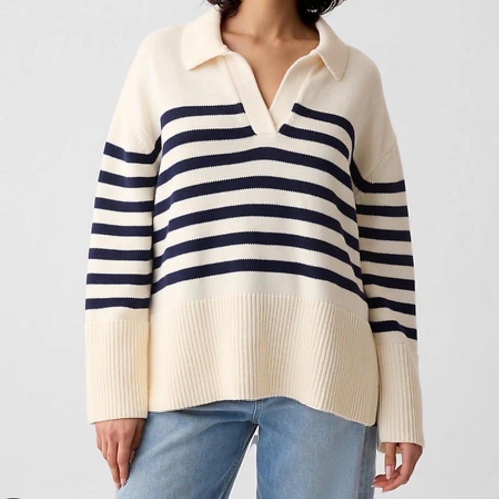 Gap Split Hem Striped Polo Sweater